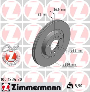 Brzdový kotouč Zimmermann 100.1234.20